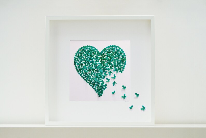 Jade Wedding Anniversary 3D Framed Butterfly Heart, Handmade and Unique ...