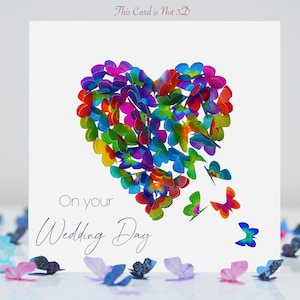 Carte de mariage coeur papillon papillons multicolores