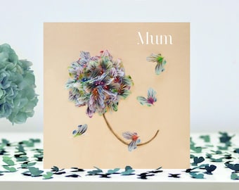 Mum Butterfly Flowers Card, Birthday or Anytime, Not 3D