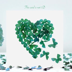 Tarjeta en blanco con forma de corazón de mariposa de jade, no 3D