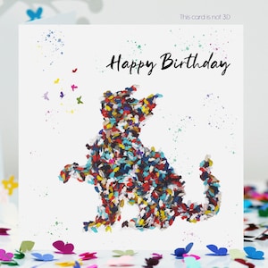 Carte d'anniversaire papillons chat