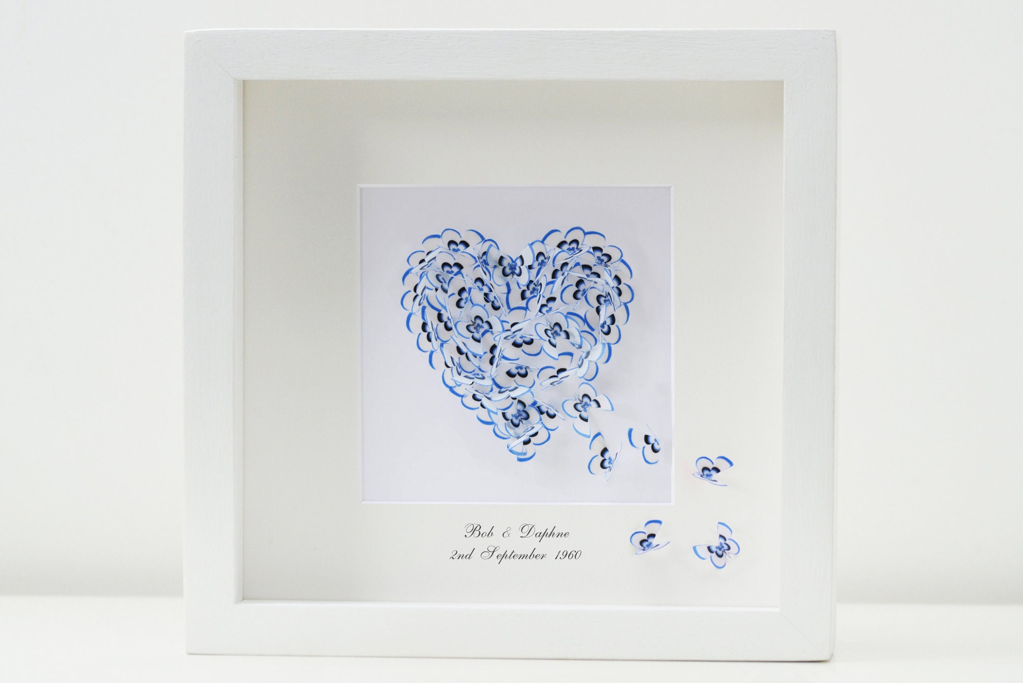 3D Butterfly Heart Art, Personalized Wedding Gift, Handmade Framed Wall ...