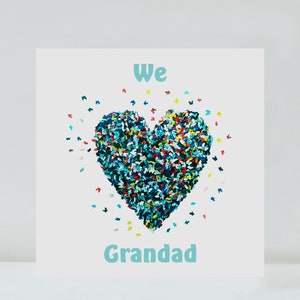 Tarjeta de cumpleaños del abuelo We Love Grandad Butterfly Heart Mariposas