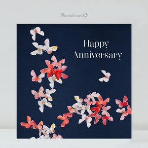 Biglietto per l'anniversario con farfalle in fiore, non 3D