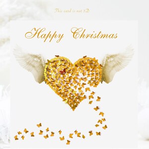 Christmas Butterfly Angel and Gold Heart Card