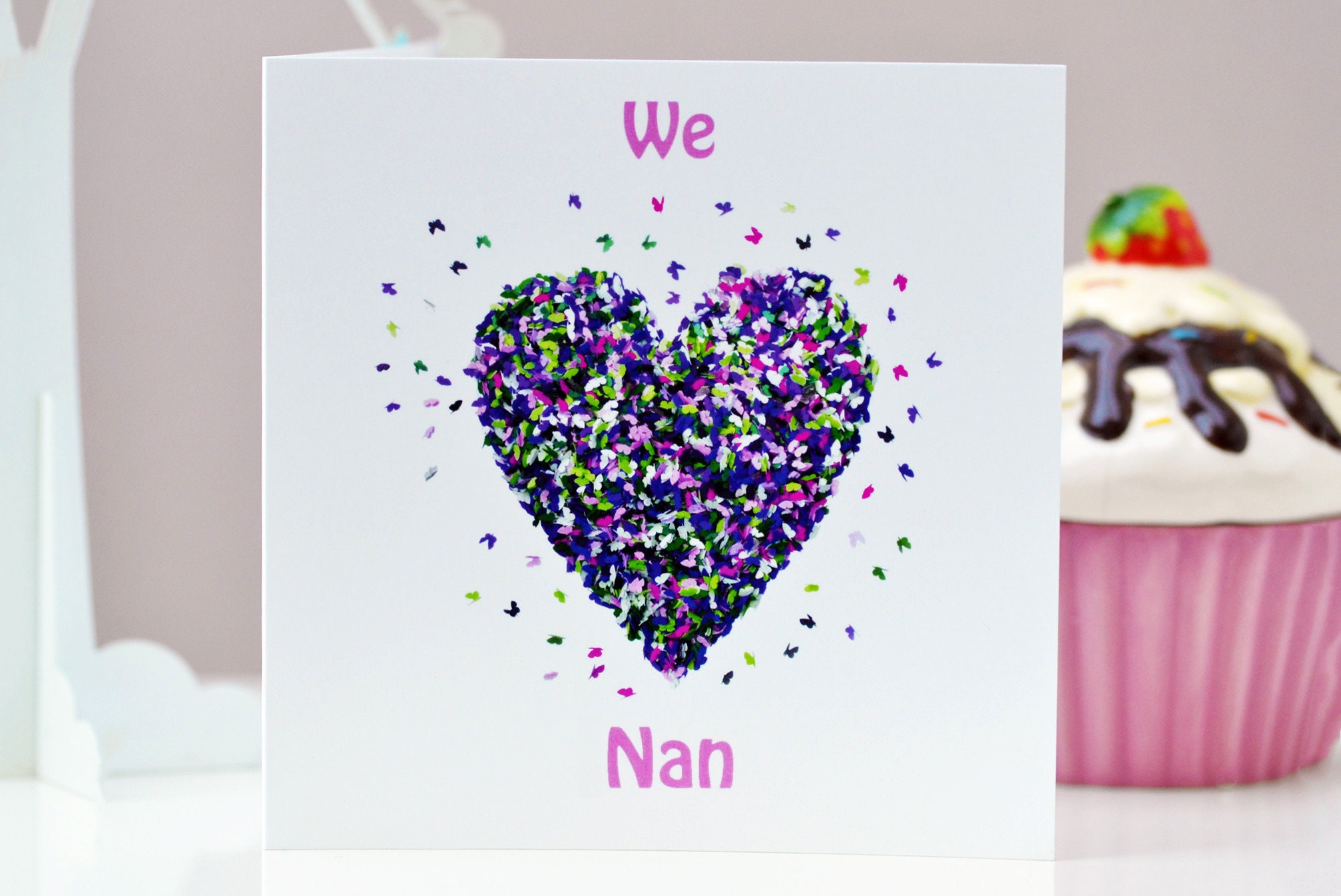 Nan Butterfly Heart I Love Nan Butterflies Card, Not 3D - Etsy UK