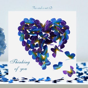 Thinking Of You Butterfly Forget Me Not Coloured Butterflies Butterfly Heart Card ,Not 3D