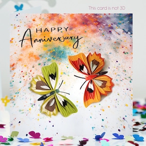 Butterflies Anniversary Butterfly Love Card,  Not 3D