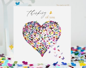 Thinking Of You Butterfly Heart Card, Not 3D