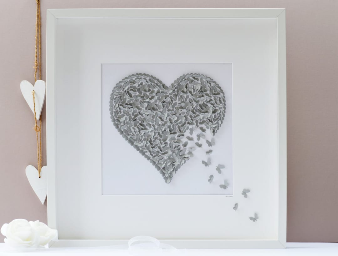 Handmade 3D Butterfly Heart Art – Custom Color Framed Masterpiece - Etsy