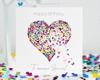 Someone Special Birthday Butterfly Heart Card, not 3D