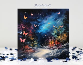 Heavenly Christmas Memorial Butterfly Snowy Forest Christmas Card.