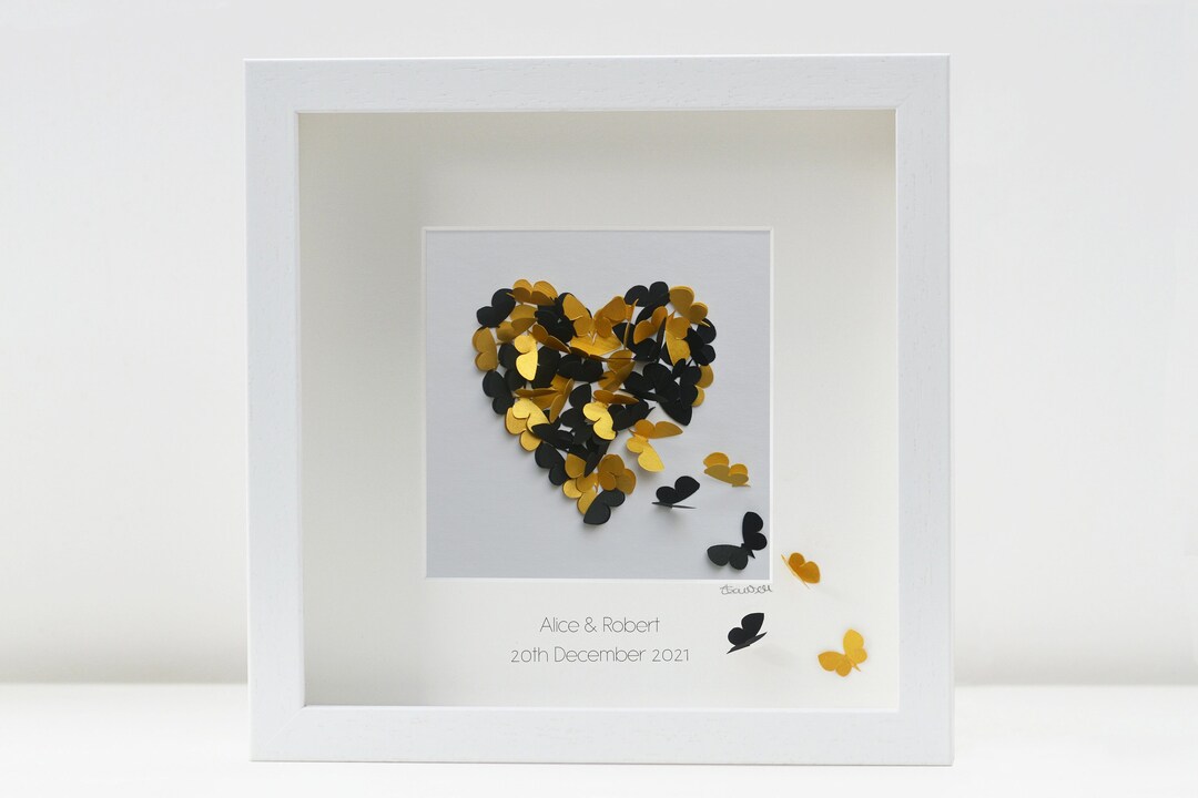 Framed 3D Butterfly Anniversary Heart Unique Handmade Artwork - Etsy
