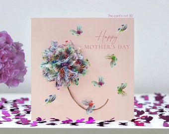 Mother's Day Butterfly Multicoloured Flower on Pink Background Butterflies Card, Not 3D