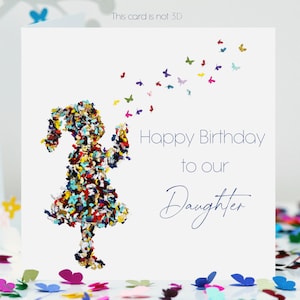 Biglietto di auguri per il compleanno della figlia con "Baci a farfalla" (con opzione "A mia figlia")