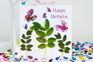Biglietto Di Compleanno Con Fiori E Farfalla - Per Donna, Zia, 50° 60° 70° - Old English Company