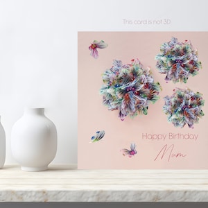 Mama Geburtstag Schmetterling Blumen und Schmetterlinge Karte, nicht 3D
