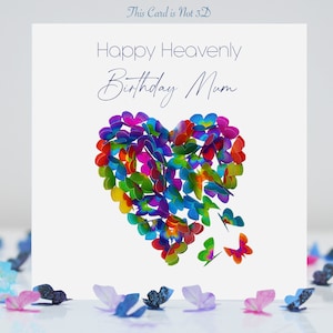Mum Heavenly Birthday Schmetterling Herz bunte Schmetterlinge Karte (nicht 3D)