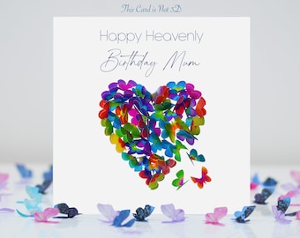 Mum Heavenly Birthday Butterfly Heart Multicoloured Butterflies Card (not 3D)