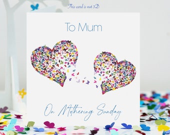 Mothering Sunday Two Butterfly Hearts Mum Butterflies Card