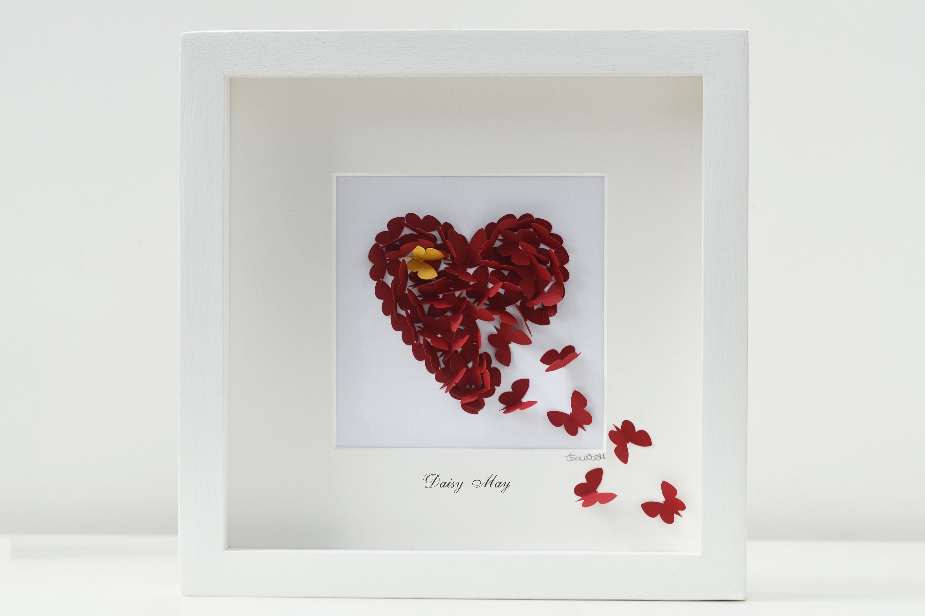 Handmade 3D Butterfly Heart Memorial, Framed Wall Art, Personalized - Etsy