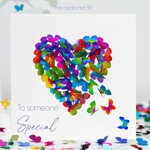 Quelqu'un de spécial Carte papillons coeur papillon multicolore, pas 3D