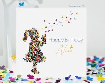 Nana Birthday Butterfly Kisses Butterflies Card
