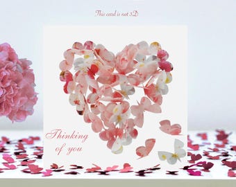 Mum Butterfly Blossom Heart Card, For Birthday or Anytime, not 3D