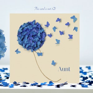 Carte Papillons de fleur d'hortensia bleue de papillon de tante