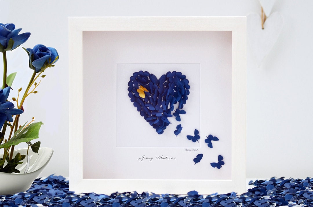 Handmade 3D Butterfly Heart Memorial, Framed Wall Art, Personalized - Etsy