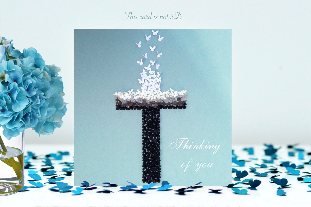 Thinking of You Card Butterfly Cross Card, Not 3D - Etsy