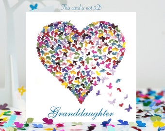 Granddaughter Birthday Butterfly Heart Butterflies Card