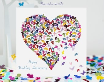 Wedding Anniversary Butterfly Heart Kaleidoscope Butterflies Card