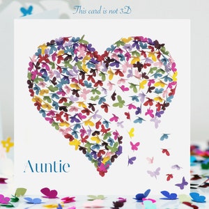 Auntie Birthday Butterfly Kaleidoscope Heart  Butterflies Card