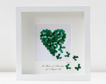 Jade Wedding Anniversary 3D Framed Butterfly Heart, Handmade and Unique