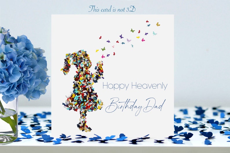 Butterfly Kisses Happy Heavenly Birthday Dad Butterflies Card Etsy