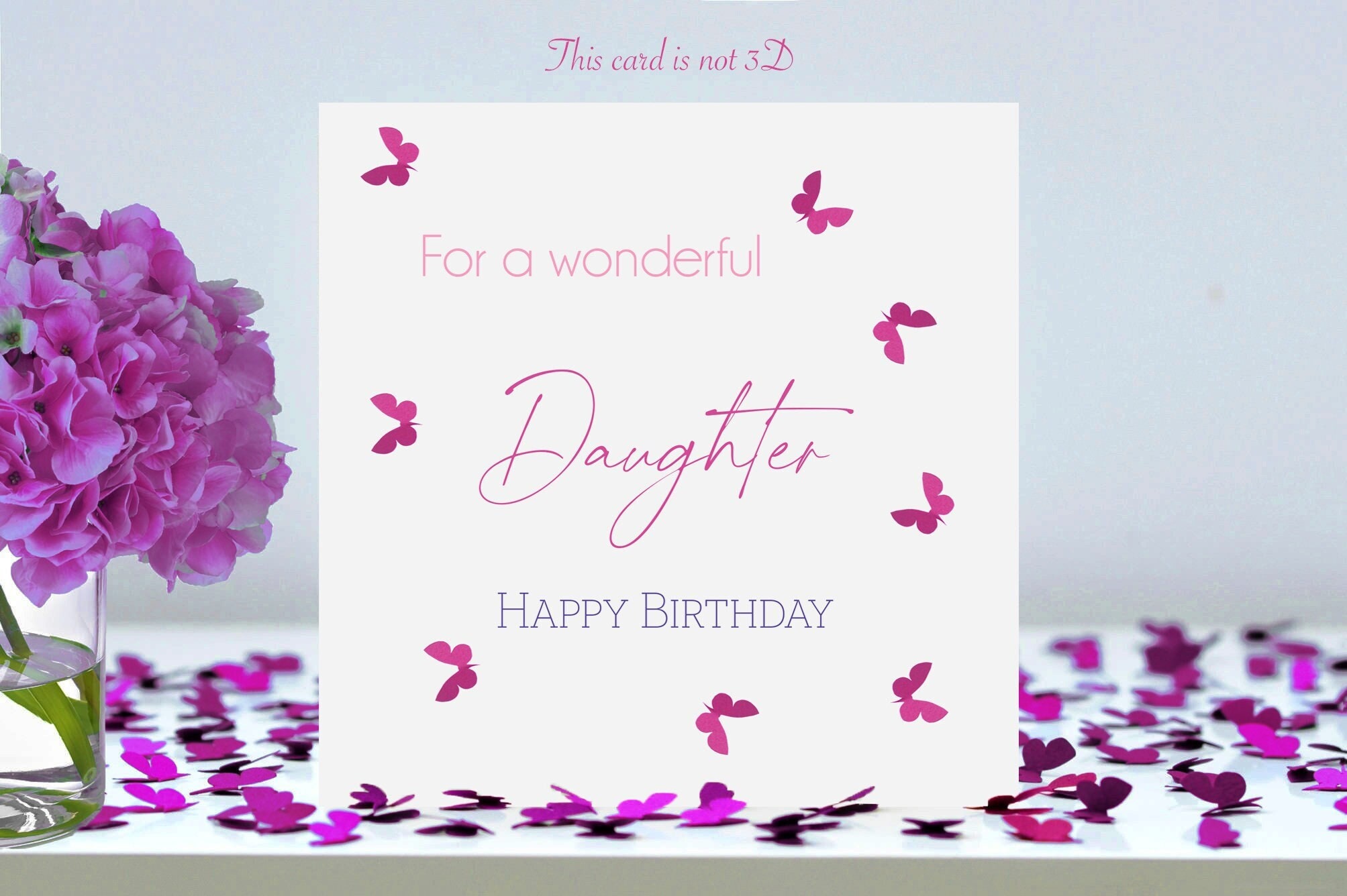 Jonny Javelin Biglietto Auguri Compleanno Donna - Poinsettia Con Farfalle E Finiture Glitterate