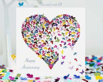 Anniversary Butterfly Heart Kaleidoscope Colours Butterflies Card