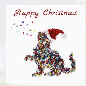 Gato de Natal Borboleta Chapéu de Papai Noel Borboletas Cartões