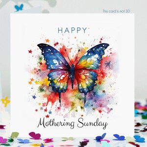 Muttertag Sonntag Schmetterling Mehrfarbige Aquarell Effekt Karte, nicht 3D