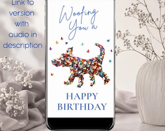 Personalised Dog Birthday Ecard | Animated Butterfly Dog | Children's Birthday Card | MP4 Video Greeting | Digital Gift