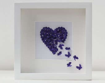 Butterfly Wedding/ Anniversary 3D Butterfly Heart, Handmade, Unique and Personalisable
