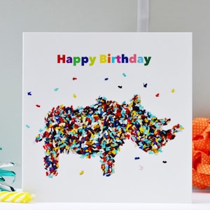 Nashorn und Schmetterlinge Geburtstagskarte,