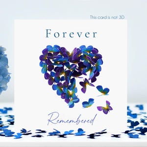 Carte coeur de papillons colorés, Forget Me Not Forever Remembered (impression numérique, pas en 3D)