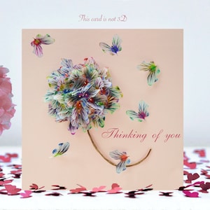 Carte Papillons pensant à vous, fleurs et papillons, pas en 3D