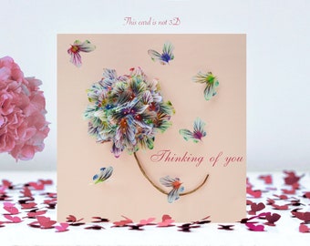 Thinking Of You Butterfly Flower Butterflies Card, not 3D