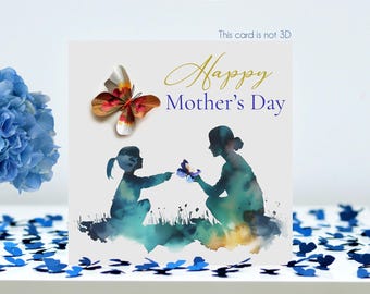 Butterfly Mother’s Day Mother Daughter Silhouette Card