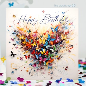 Carte d'anniversaire Volutes de papillons, pas en 3D