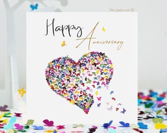 Butterfly Kaleidoscope Heart Anniversary Card