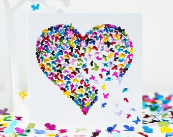 Kaleidoscope Butterfly Heart Blank Card, not 3D